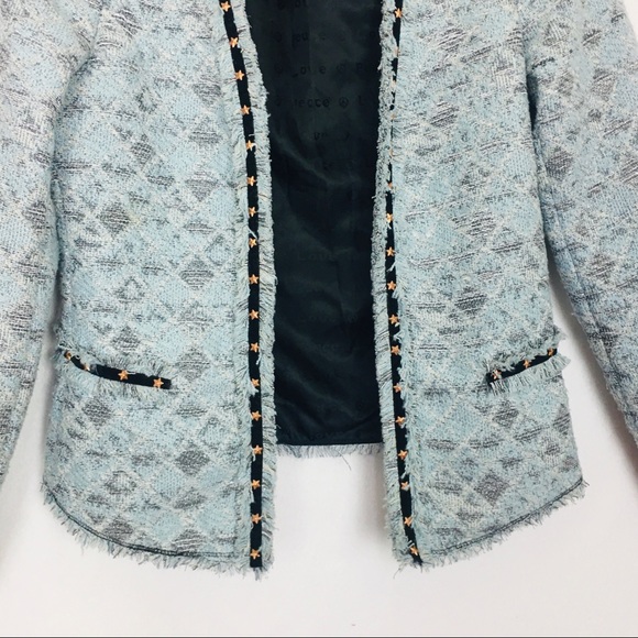 Maison Scotch Tweed Stars Open Front Blazer Jacket - Picture 3 of 8